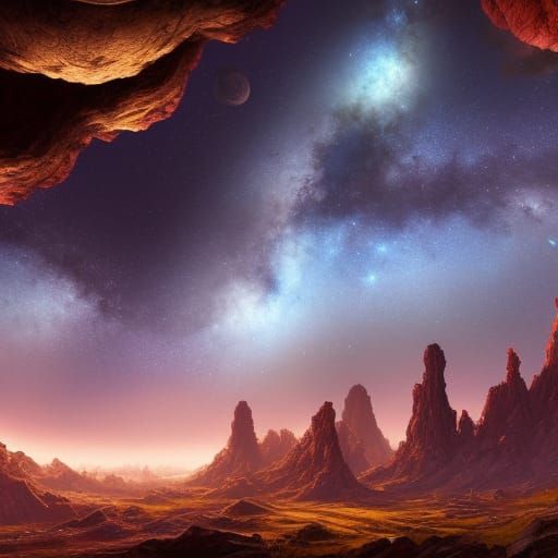 Spectacular Milky Way Galaxy in Detailed Matte Painting