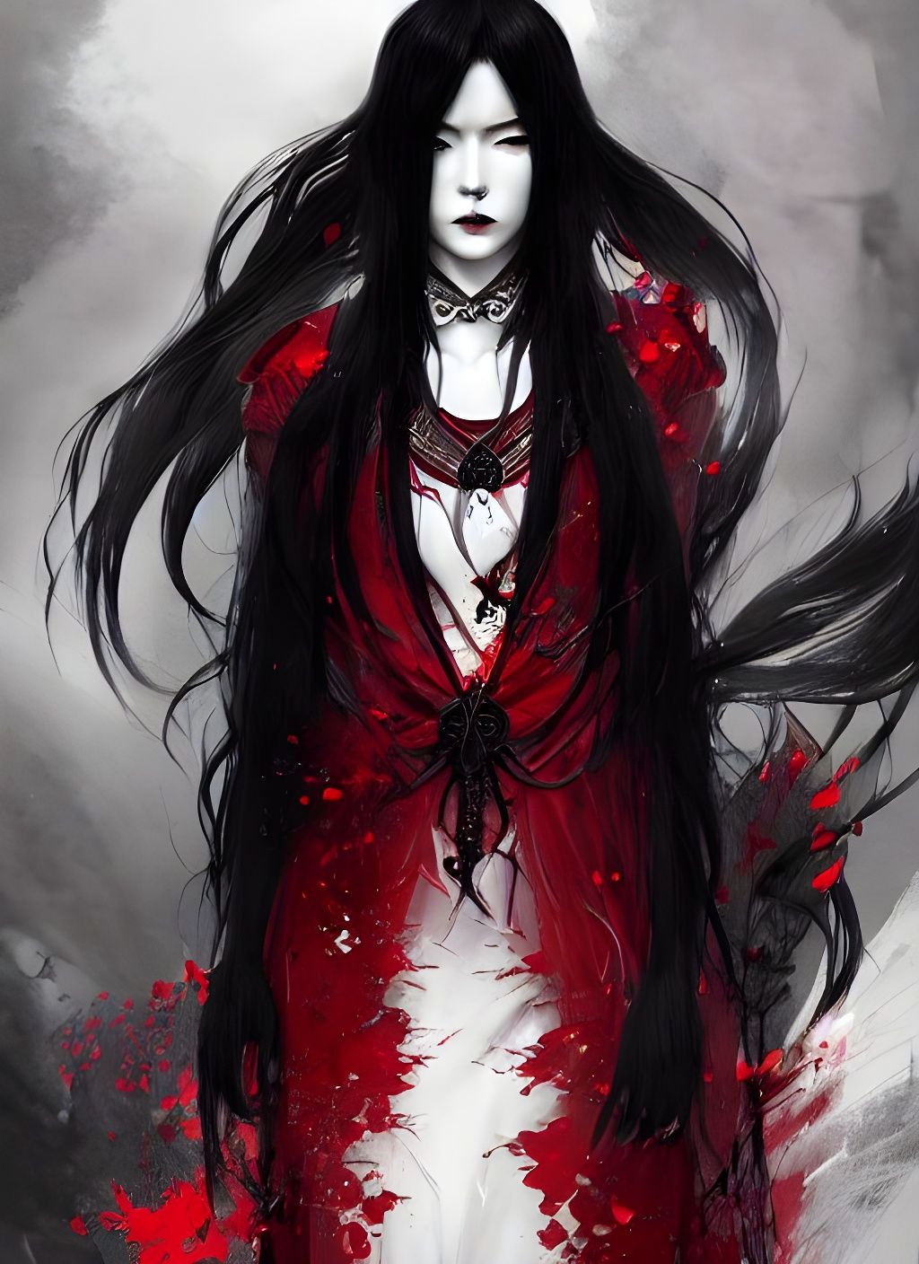 Evil Mythological Goddess Portrait: Digital Illustration