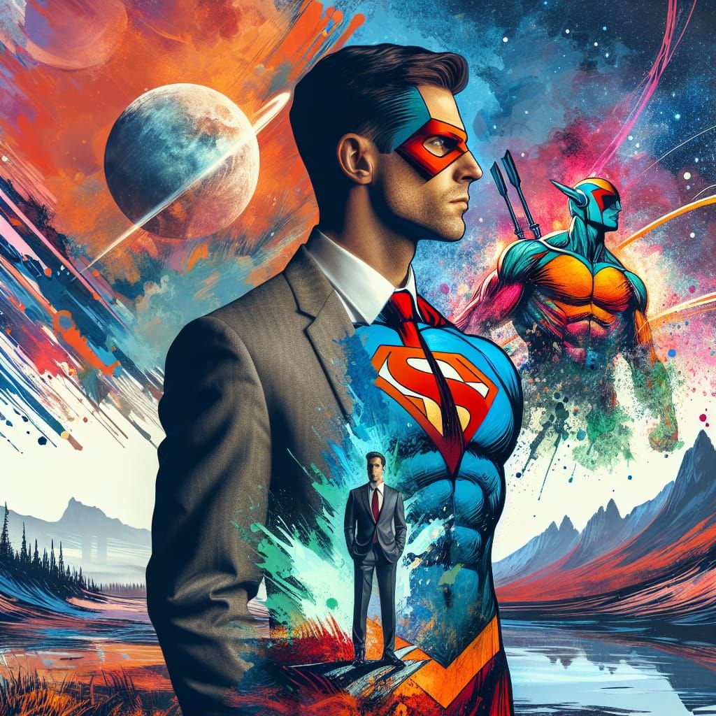 Superhero Transformation in Street Art Style