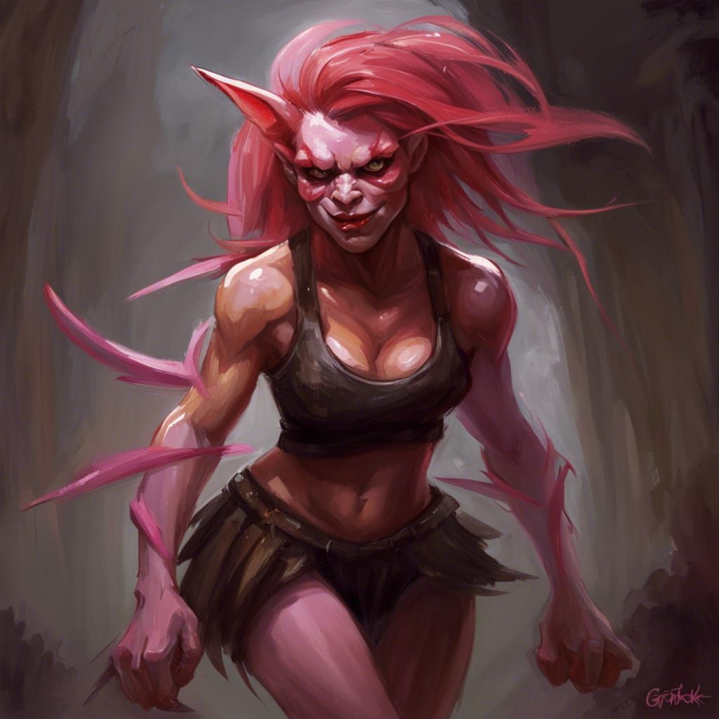 Sinister Redheaded Goblin Dancer Girl