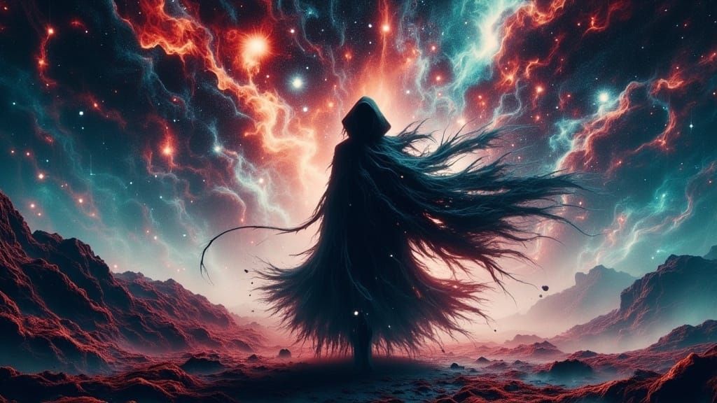 Woman Steps into Cosmic Infinity