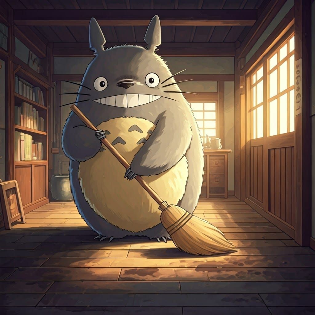 Totoro Sweeps Aburaya Ground Floor with Whimsical Touch