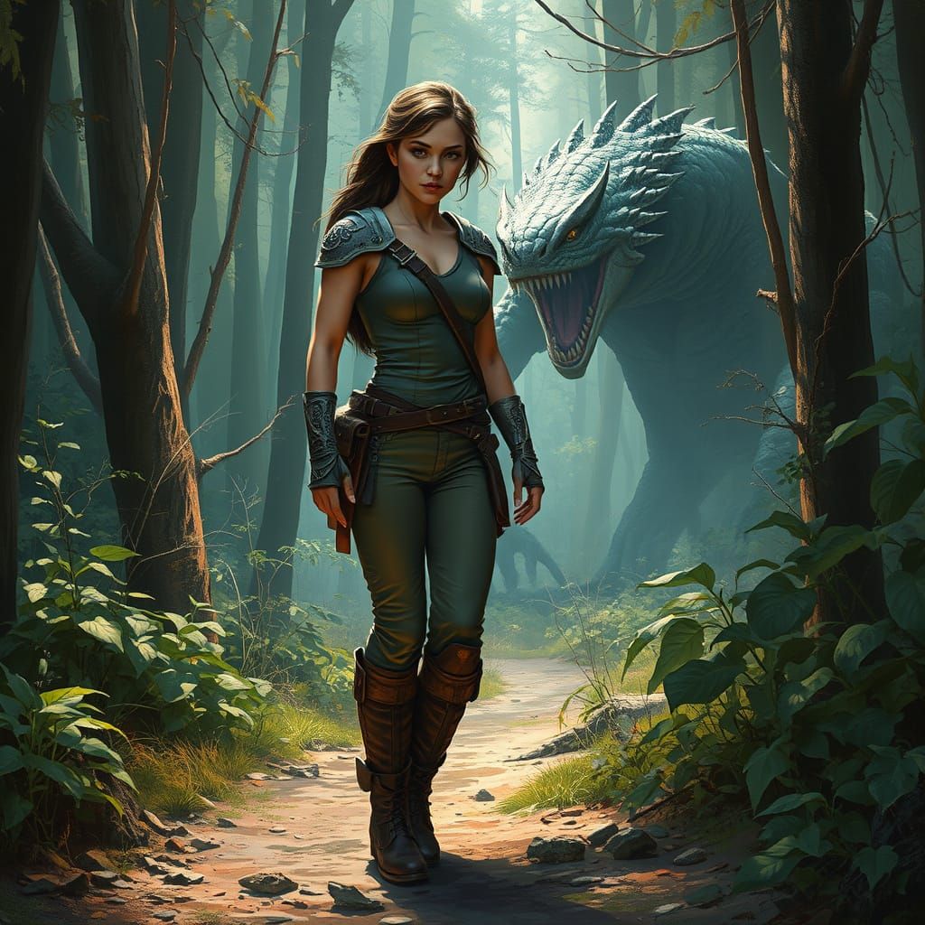 Fierce Star Trek Warrior Battles Mythical Beast in Enchantin...