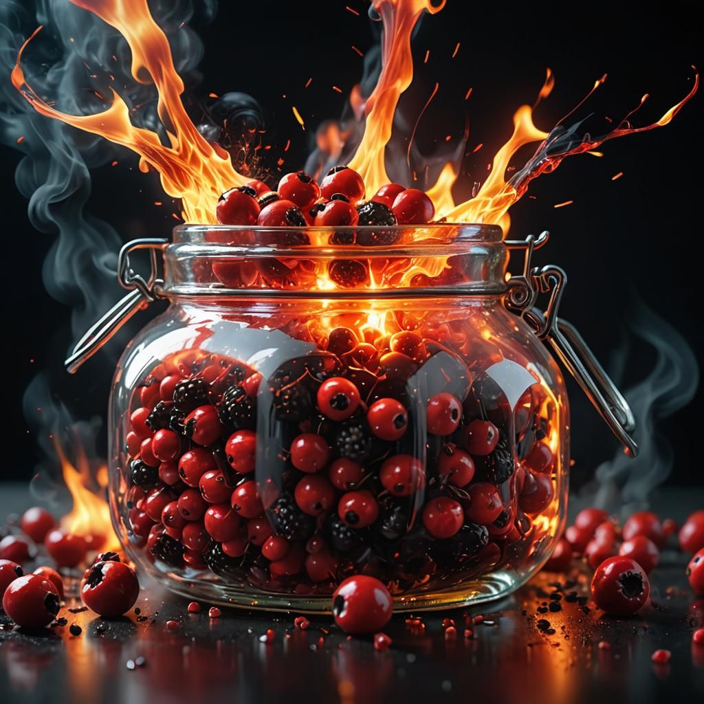 Inferno Berries: Hyper-Realistic Digital Art