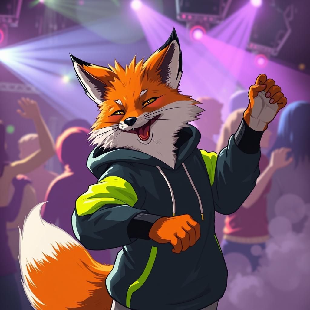 Dancing Fox in Modern Art Style