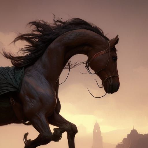 Majestic Horse in Dark Fantasy Style