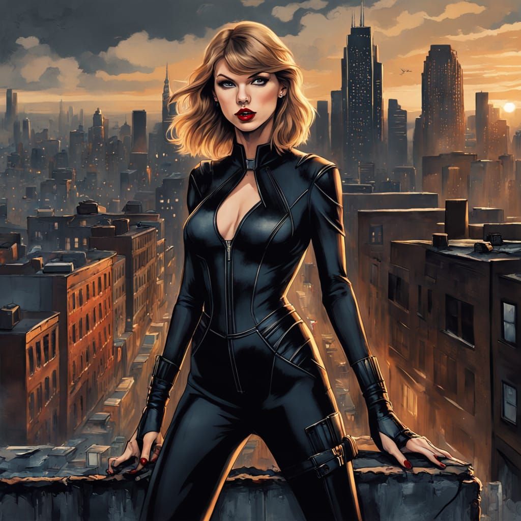 Taylor Swift as Cyberpunk Black Widow