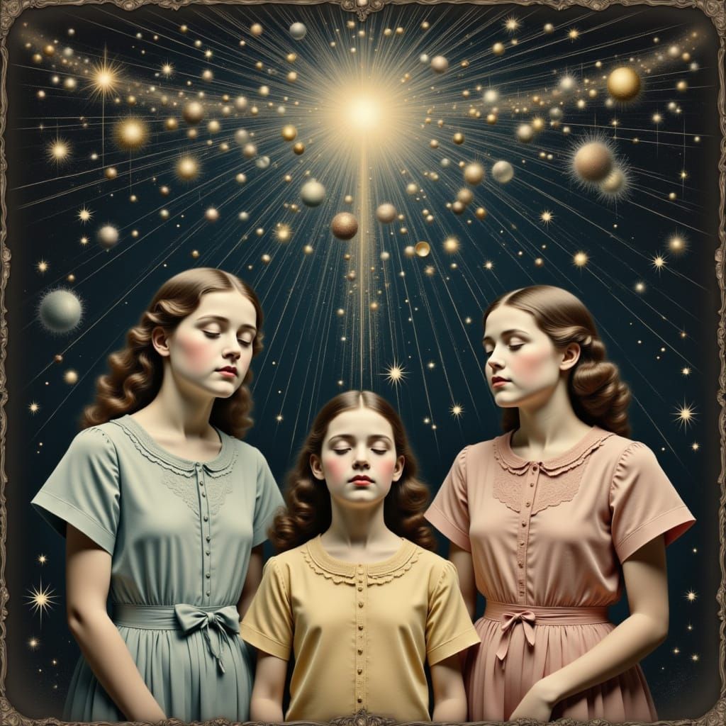 Cosmic Wisdom Received by Schoolgirls in Vintage Collage Sty...