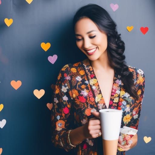 Beautiful Woman with Coffee Enjoying a Happy Morning