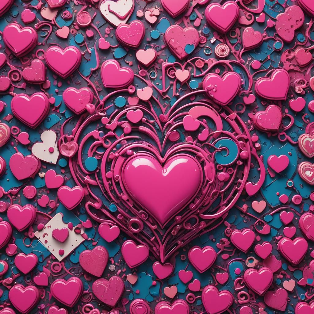 Pop Art Heart in Alfons Mucha Style