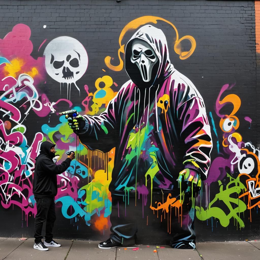 Ghostface Graffiti Art in Urban Decay Style