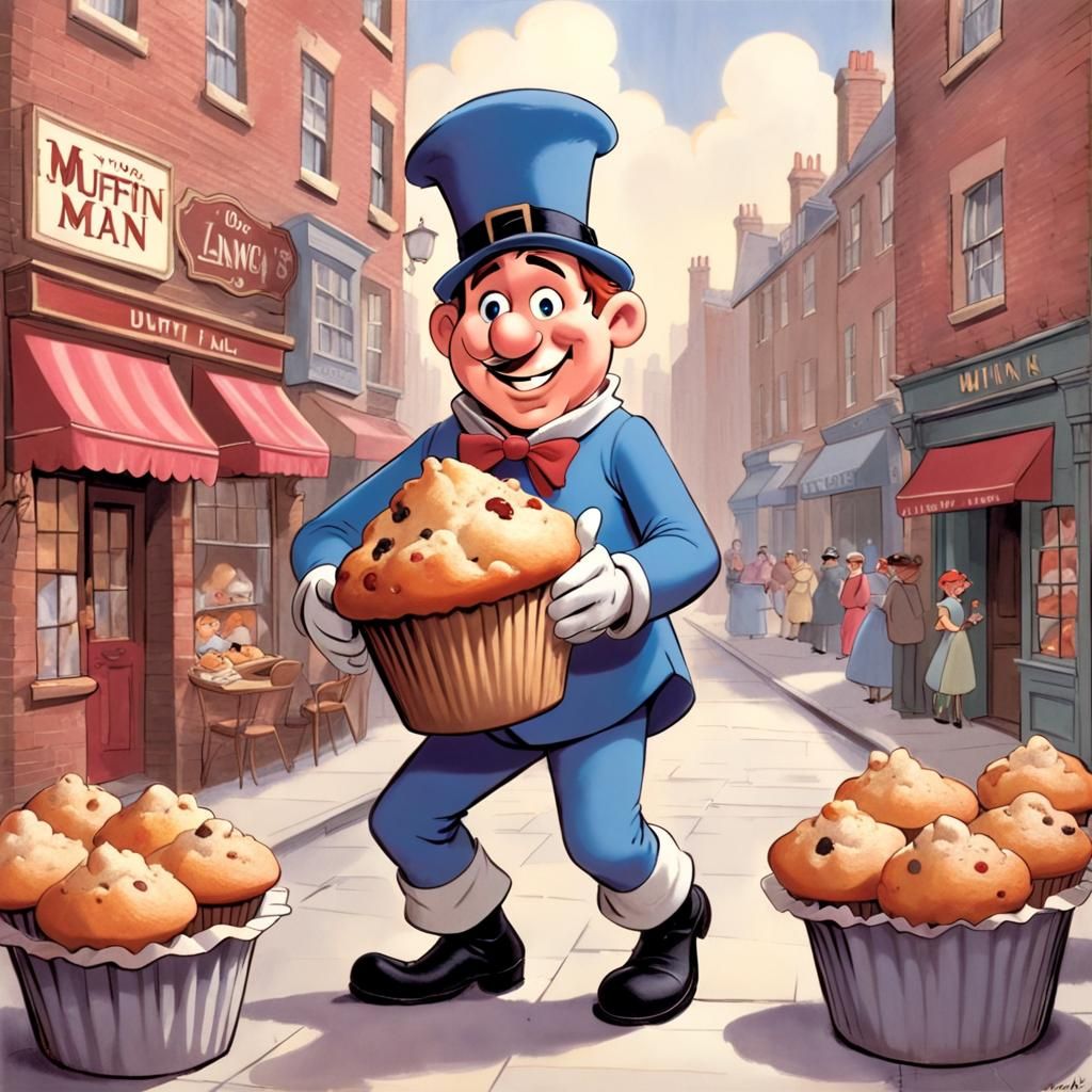 The Muffin Man in Classic Disney Cartoon Style