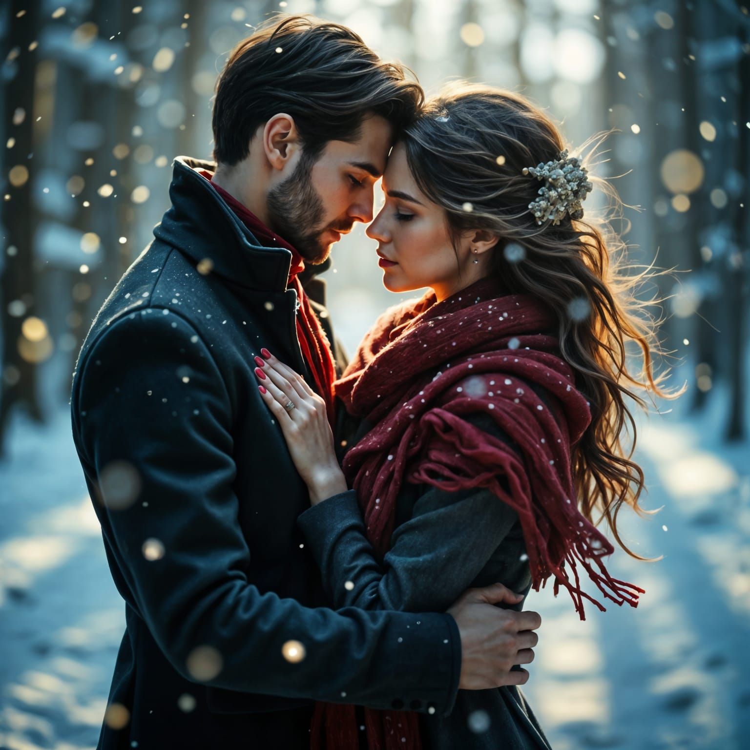 Hyperrealistic Portrait of a Couple in the Wind