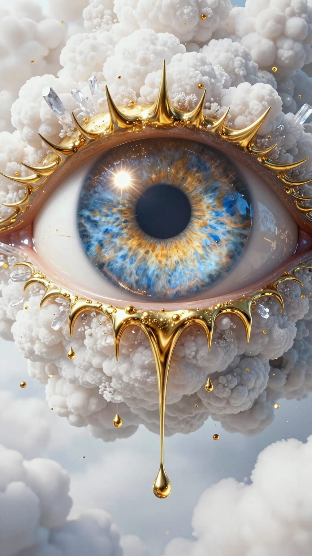 Giant Cybernetic Evil Eye Dripping Gold