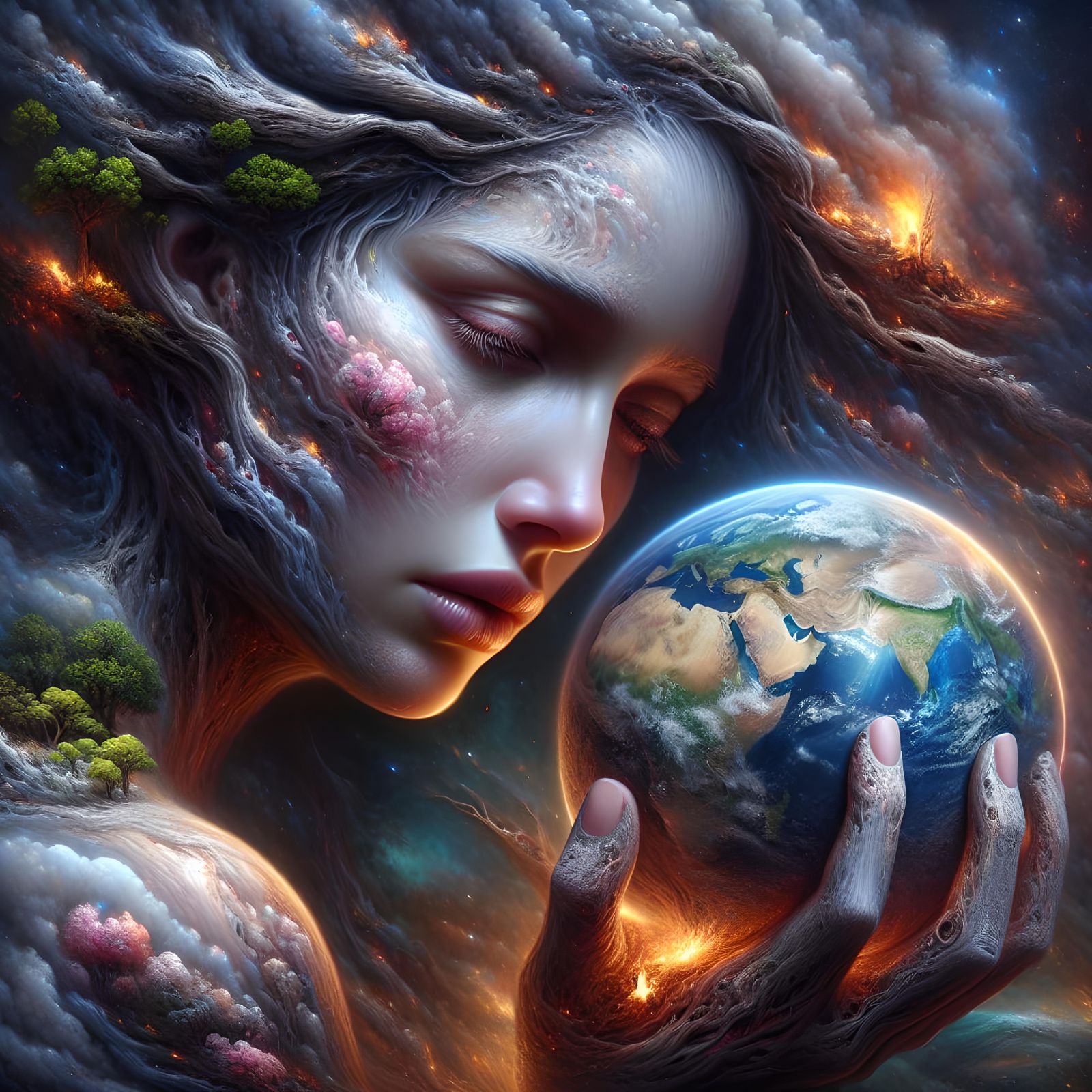 Mother Earth's Plea: A Hyperrealistic Digital Painting