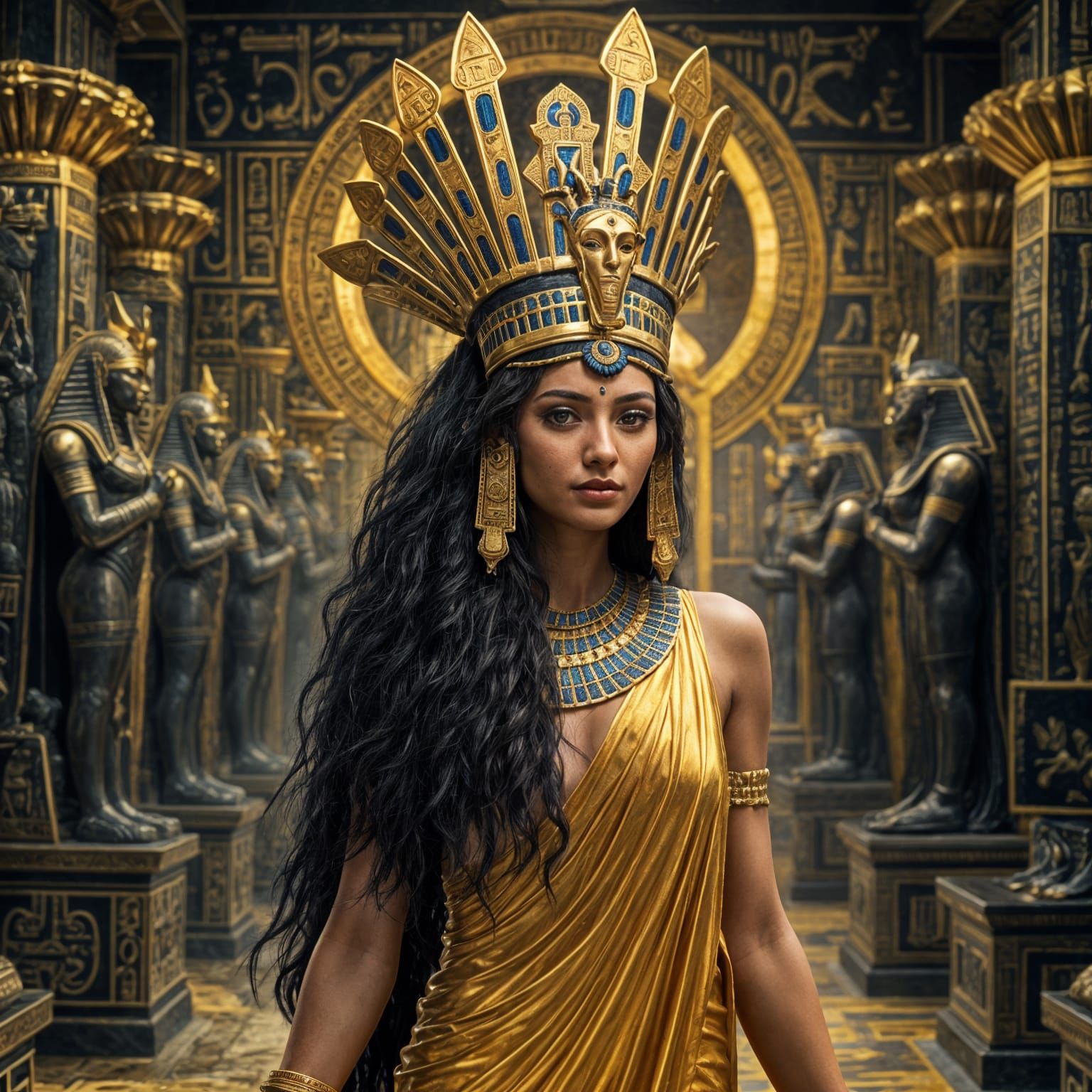 Egyptian High Priestess in Hyperrealistic Detail