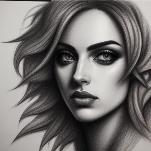 Hyperdetailed Charcoal Drawing of a Diamond Girl