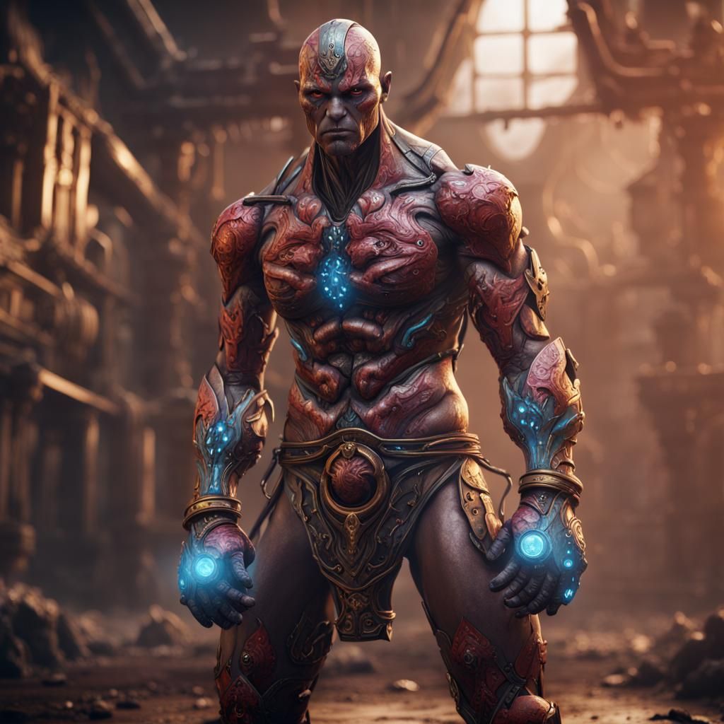 Metal Elemental Boxer in Detailed Matte Painting