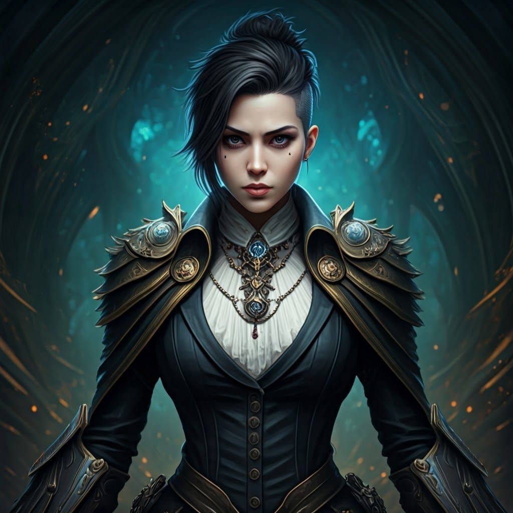 Heroic Momo Yaoyorozu in Victorian-Inspired Fantasy Art