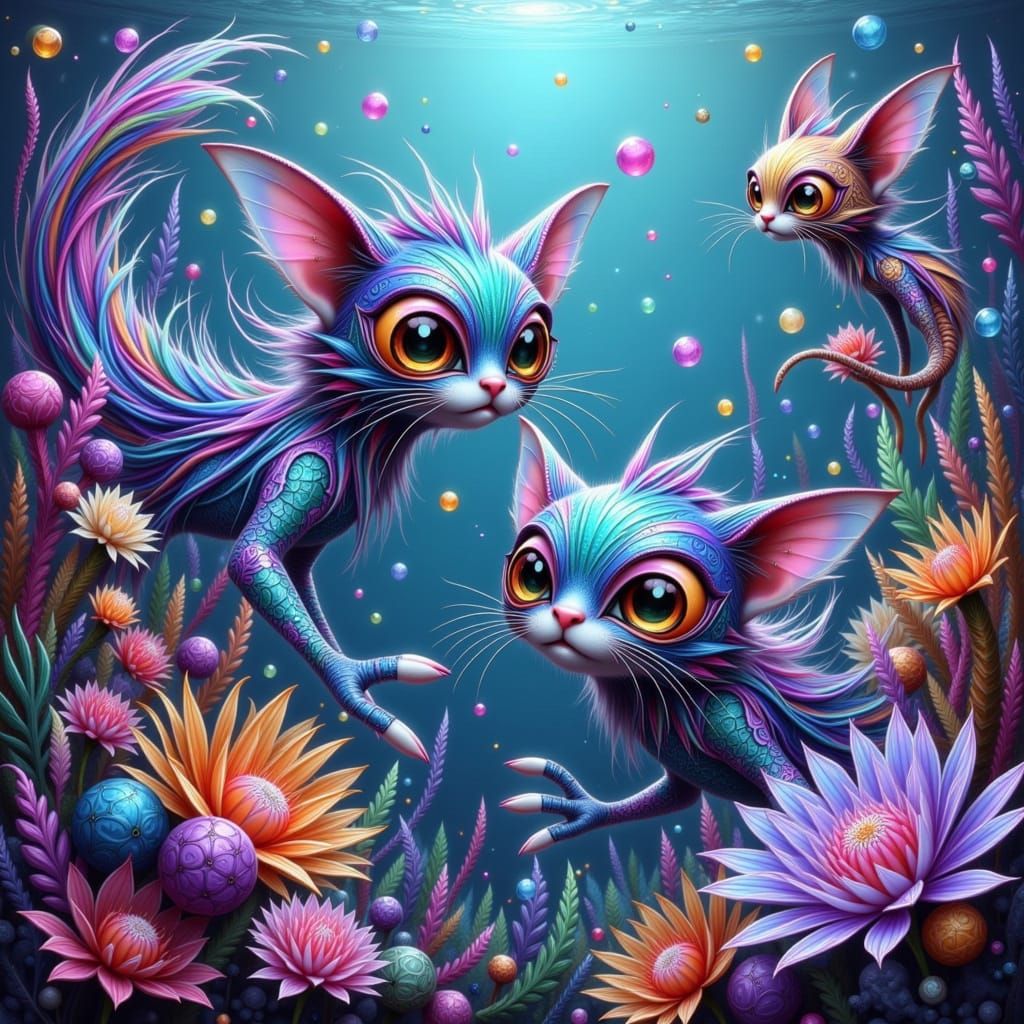 Iridescent Fae Fishies in a Glass Coral Reef