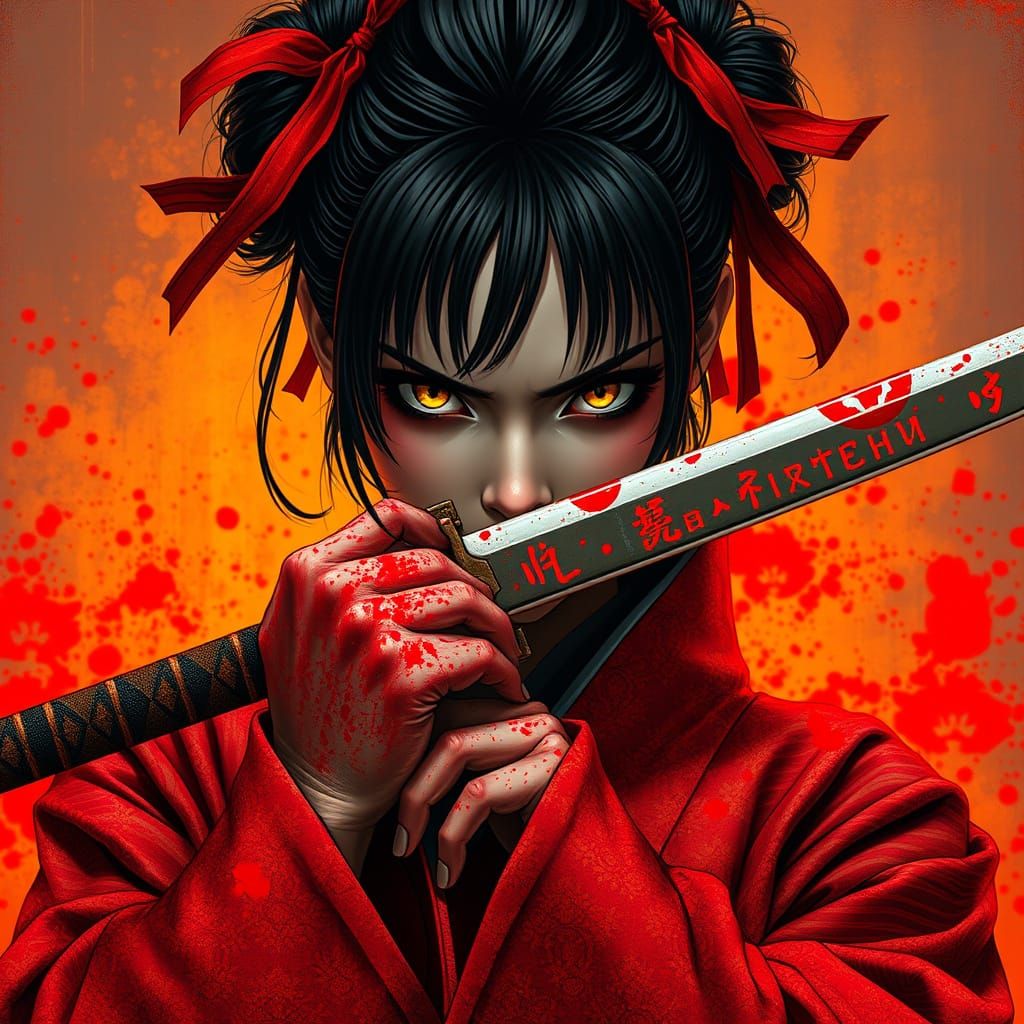 Cyberpunk Warrior Goddess with Biomechanic Aura