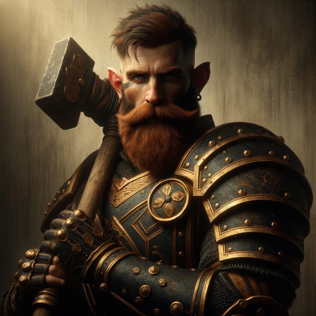 South Asian Fantasy Dwarf Warrior in Impressionist Armor