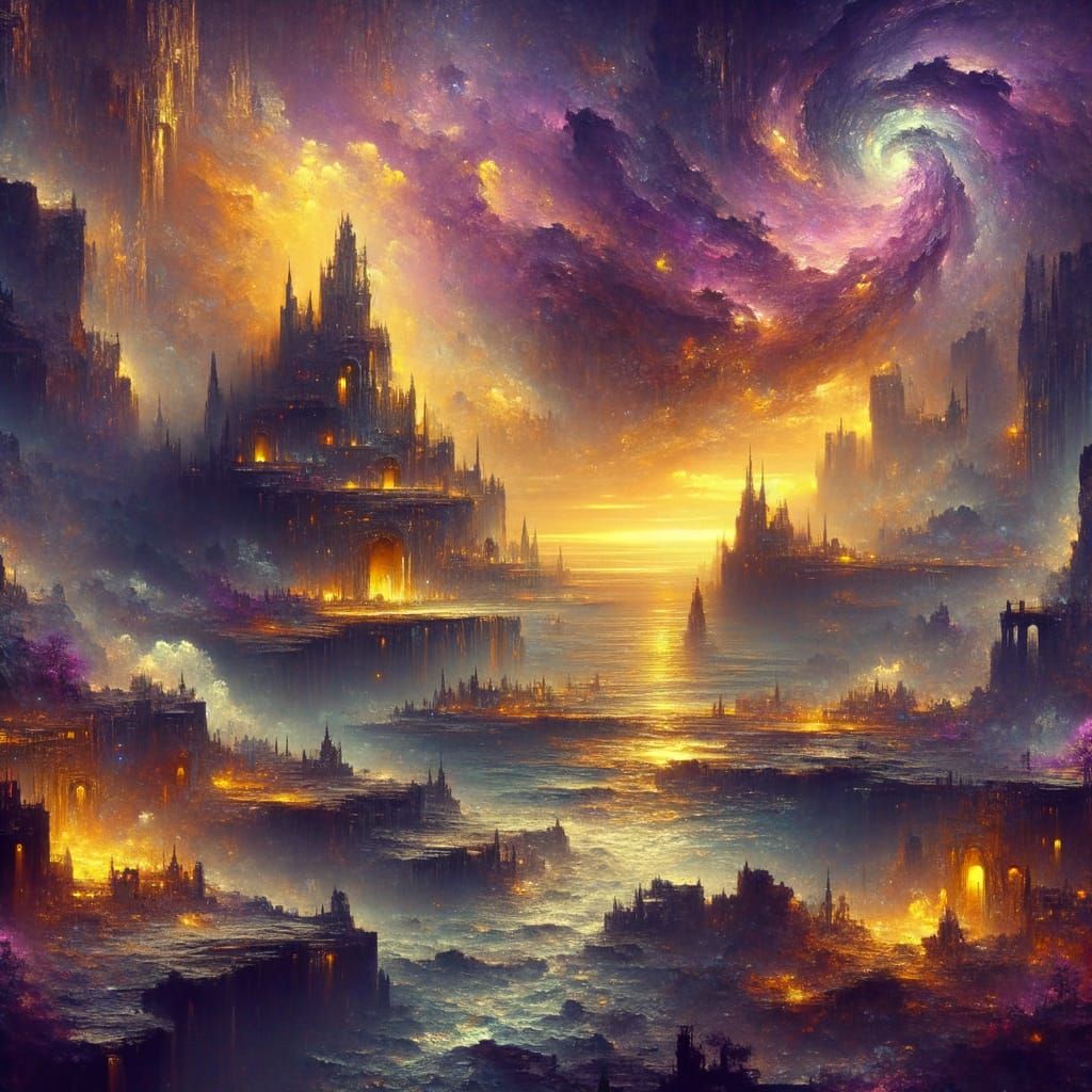 Lovecraftian Sunken City Concept Art in Dark Fantasy Style