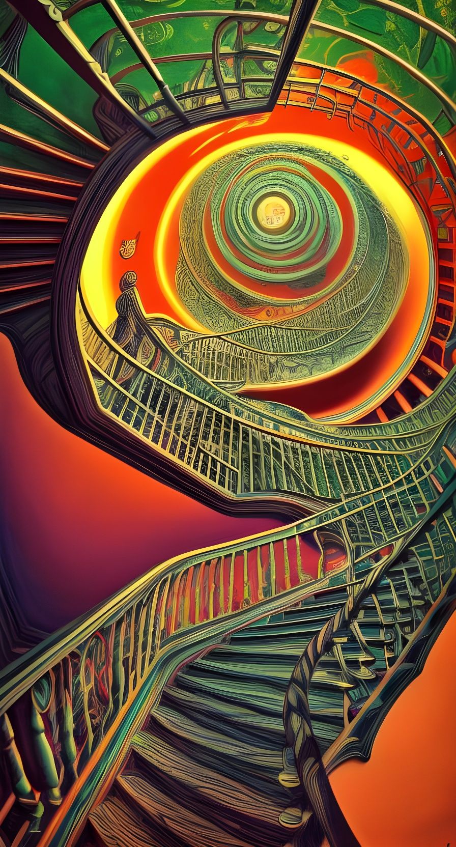 Psychedelic Staircase Inspired by Escher and Seuss