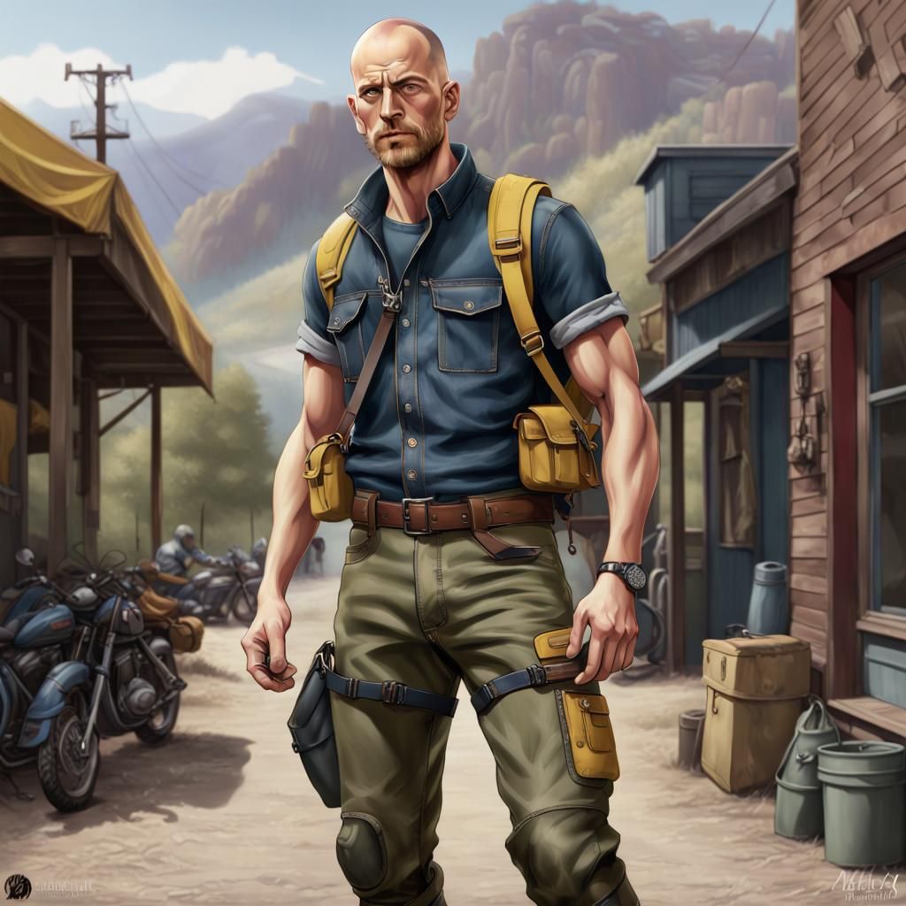 Hyperrealistic Portrait of a Man in Hiking Vest