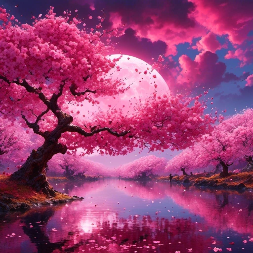 cherry blossom river