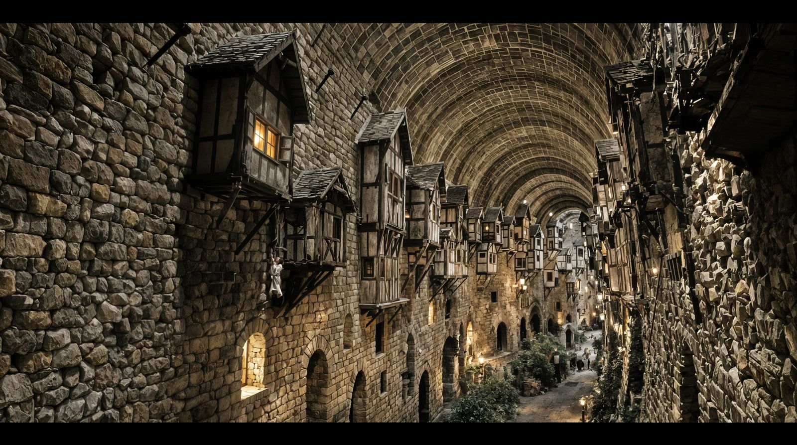 Medieval Tunnel of Ramshackle Houses