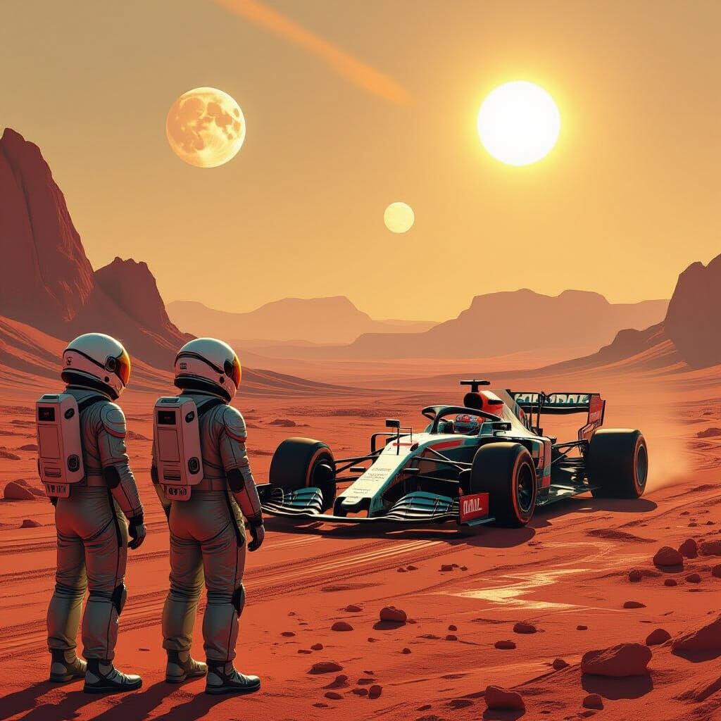 Astronauts Discover Colossal F1 Car on Alien World