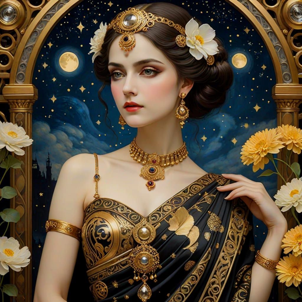 Steampunk Goddess in Golden Splendor