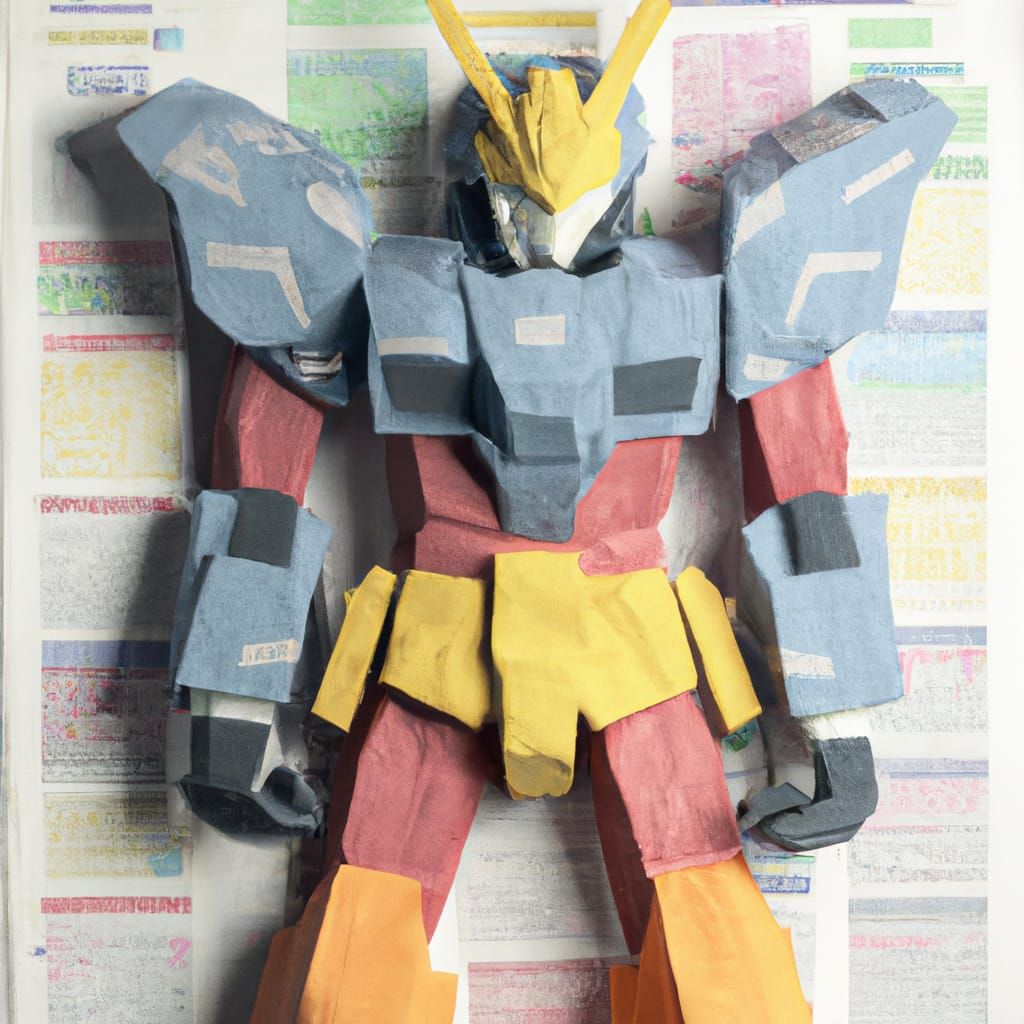 Origami Gundam Papercraft in Soft Focus