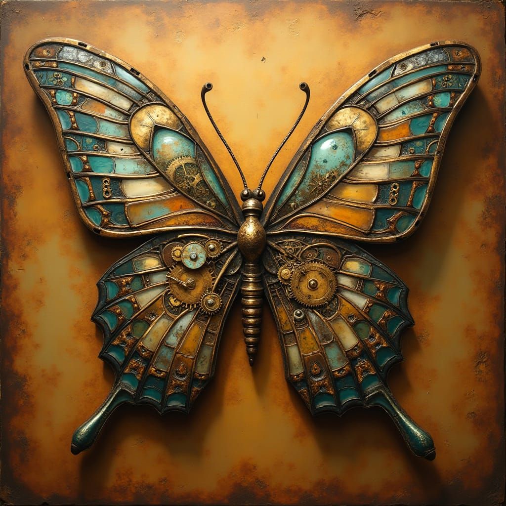 Majestic Steampunk Butterfly with Intricately Crafted Wings