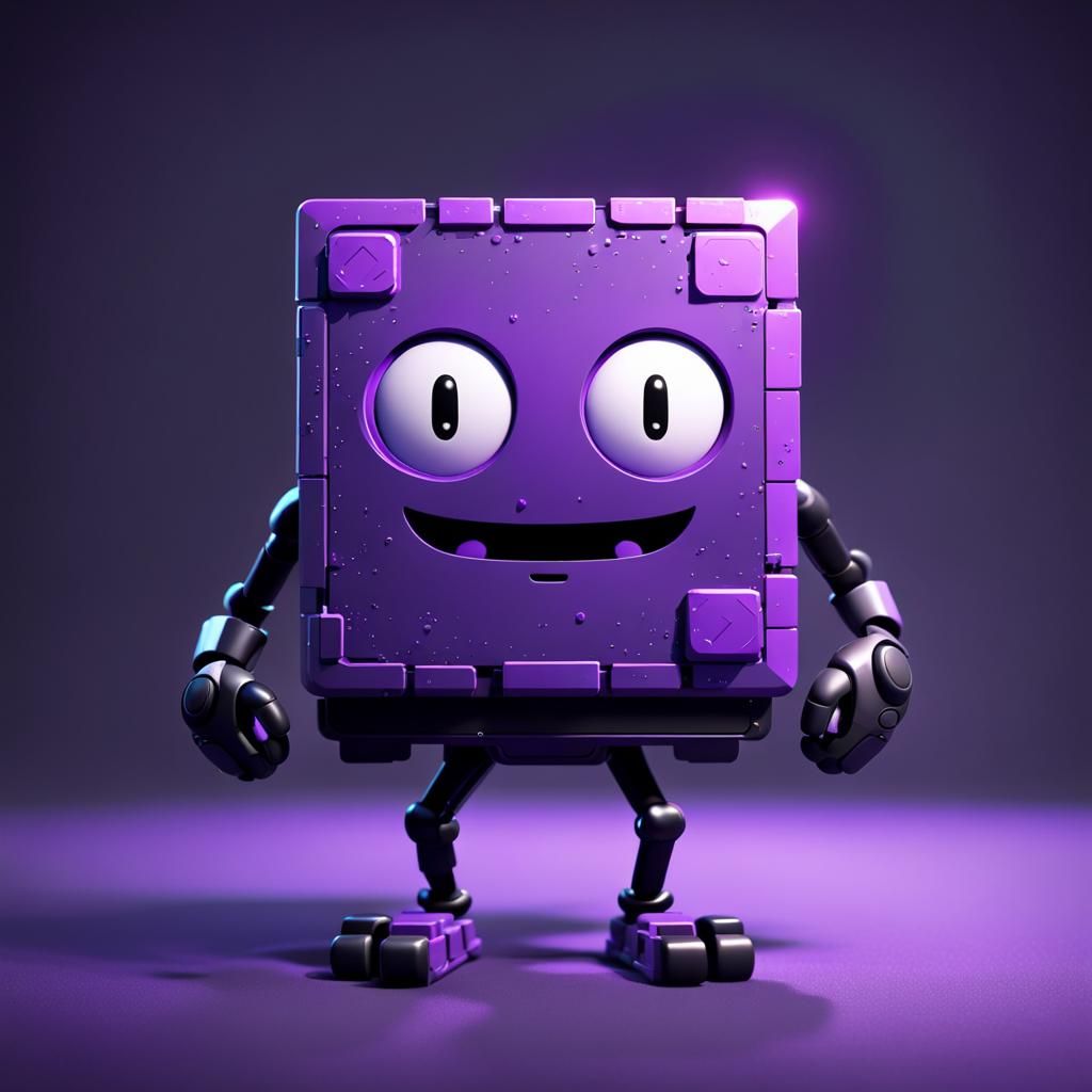 Cute Purple Character Playing Game in 3D