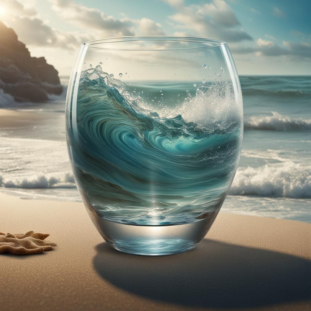 Sunset Beach Glass: Detailed Digital Matte Painting