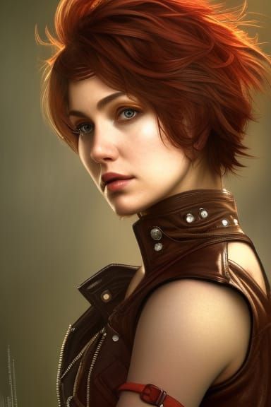 Woman with Red Hair in Hyperdetailed Portrait