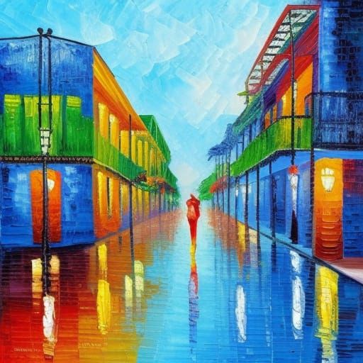 New Orleans in Expressionist Oil Painting Style