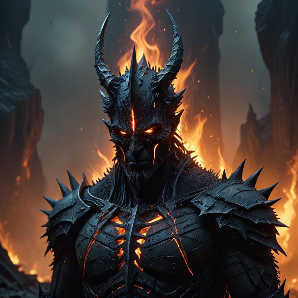 Malevolent Dark Fantasy Entity in Futuristic Landscape