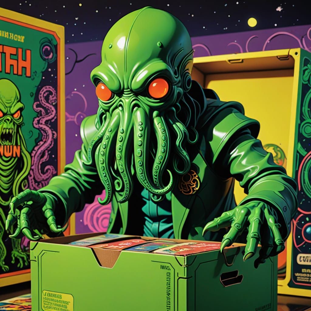 Cthulhu Retro Action Figure in Neon Packaging