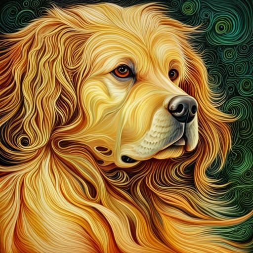 Golden Wax Dog with Depth of Space