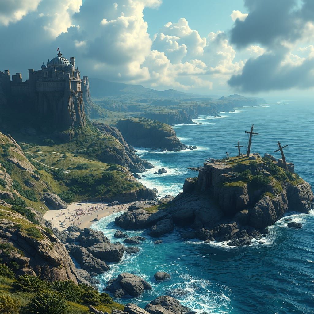 Ethereal Coastal Dreamscape in Vibrant Color