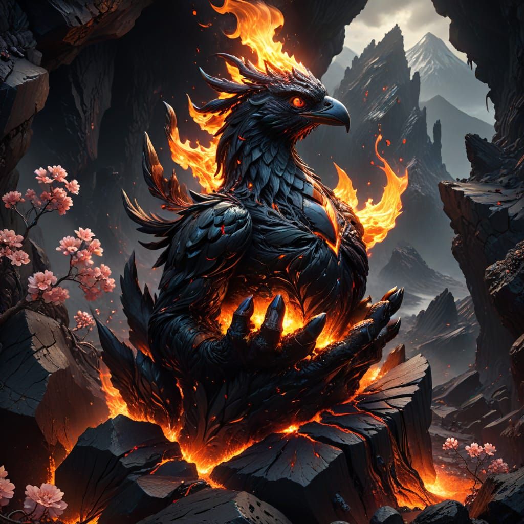 Obsidian Hand Holds Flaming Elemental Predator