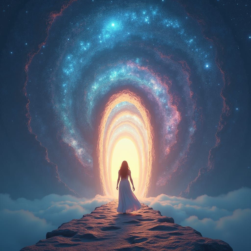 Ethereal Doorway to Cosmic Vortex: Fantasy Concept Art