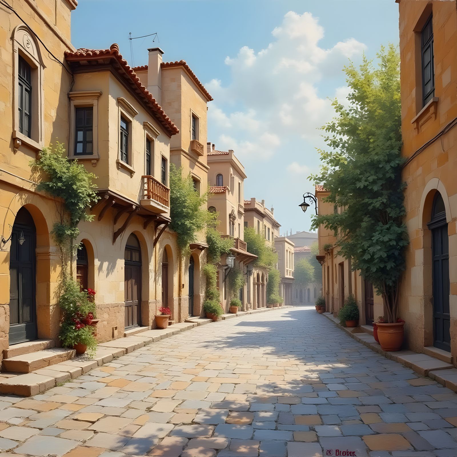 Vintage Byblos Streets as Oil Painting