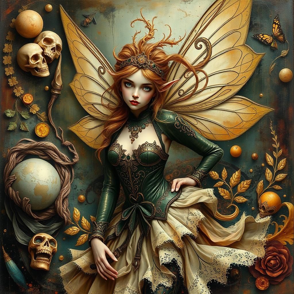 Fairy Elf in Impasto Art Deco Style