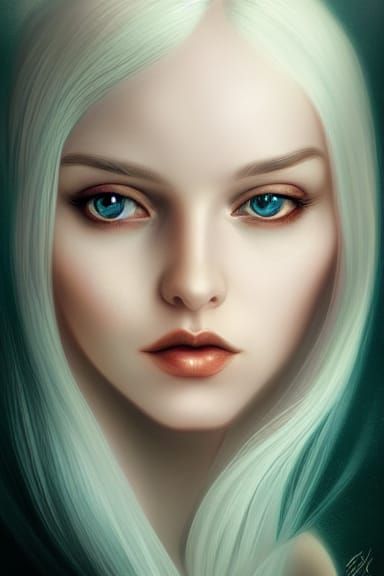 Ethereal White-Haired Fairy Portrait