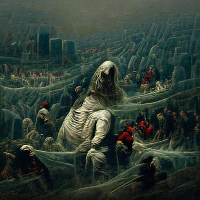 Dystopian Cities on Endless Plain: Horror Art