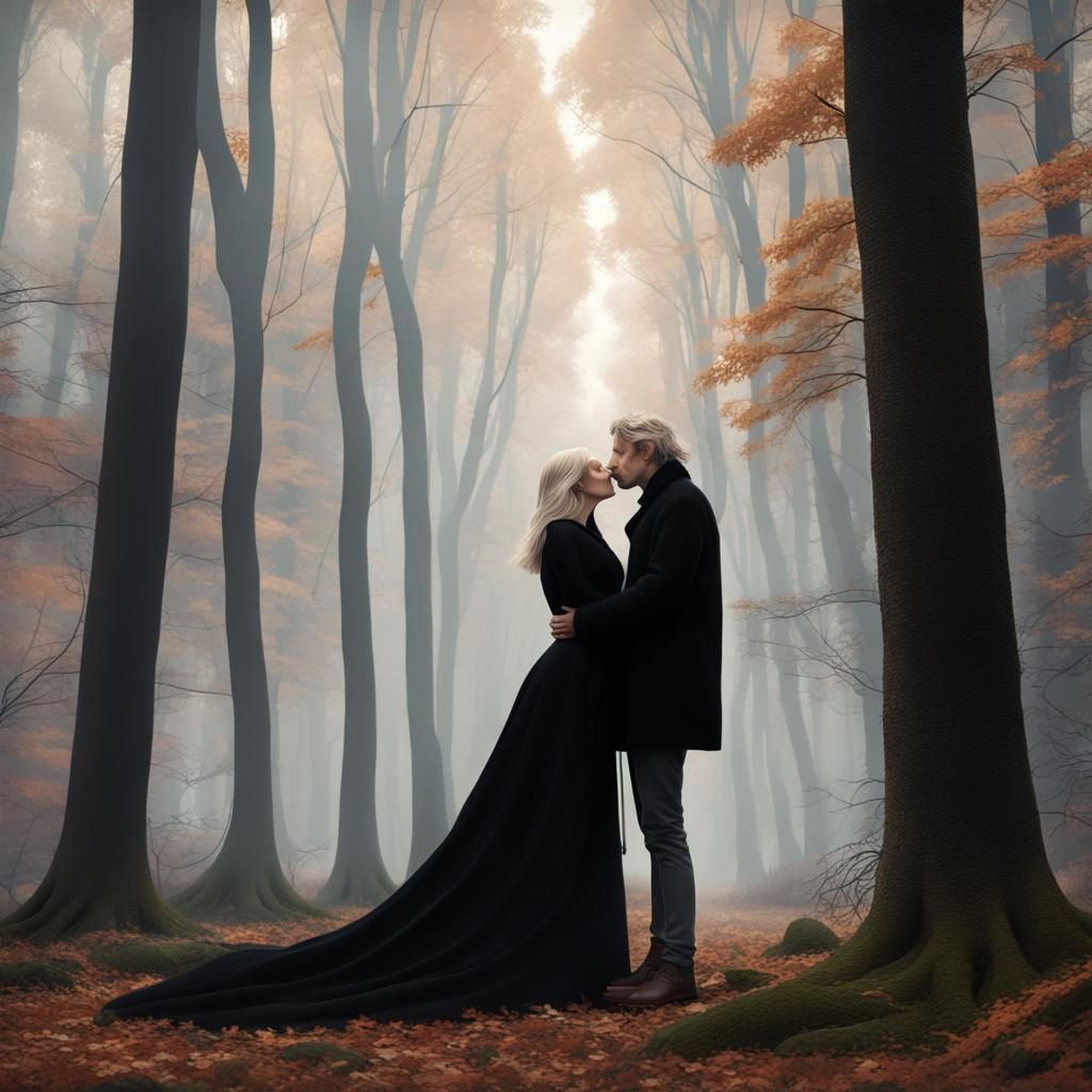 Autumnal Forest Kiss: A Digital Matte Painting